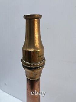Buse de tuyau d'incendie en cuivre et laiton de la brigade de pompiers Merryweather Londres antique 5/8