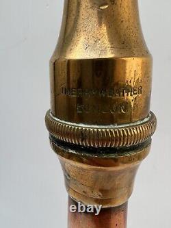 Buse de tuyau d'incendie en cuivre et laiton de la brigade de pompiers Merryweather Londres antique 5/8