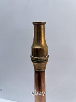 Buse de tuyau d'incendie en cuivre et laiton de la brigade de pompiers Merryweather Londres antique 5/8