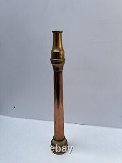 Buse de tuyau d'incendie en cuivre et laiton de la brigade de pompiers Merryweather Londres antique 5/8