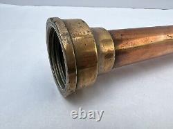 Buse de tuyau d'incendie en cuivre et laiton de la brigade de pompiers Merryweather Londres antique 5/8