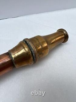 Buse de tuyau d'incendie en cuivre et laiton de la brigade de pompiers Merryweather Londres antique 5/8