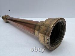 Buse de tuyau d'incendie en cuivre et laiton de la brigade de pompiers Merryweather Londres antique 5/8