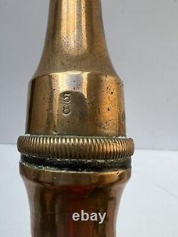 Buse de tuyau d'incendie en cuivre et laiton de la brigade de pompiers Merryweather Londres antique 5/8