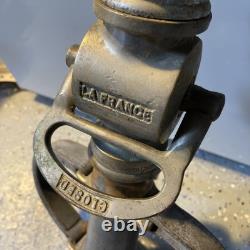 Buse de tuyau d'incendie en laiton Vintage LaFrance des années 1930, avec poignées en cuir