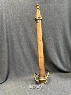 Buse de tuyau d'incendie en laiton et cuivre vintage 30 Boston Woven Hose & Rubber Co
