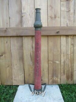 Buse de tuyau d'incendie en laiton rouge vintage ANTIQUE 30 1/2