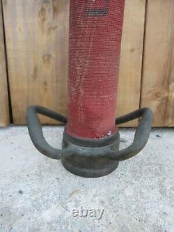 Buse de tuyau d'incendie en laiton rouge vintage ANTIQUE 30 1/2