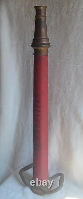 Buse de tuyau d'incendie en laiton vintage 1968 Powhatan B&I Works NS 30 Sapeur-pompier West VA