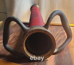 Buse de tuyau d'incendie en laiton vintage 1968 Powhatan B&I Works NS 30 Sapeur-pompier West VA