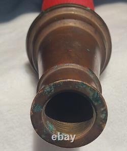 Buse de tuyau d'incendie en laiton vintage 1968 Powhatan B&I Works NS 30 Sapeur-pompier West VA