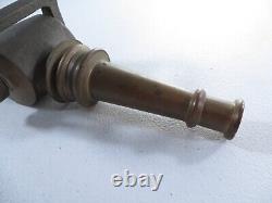 Buse de tuyau d'incendie en laiton vintage 9,5 pouces de long ouverture 1/2