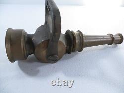 Buse de tuyau d'incendie en laiton vintage 9,5 pouces de long ouverture 1/2