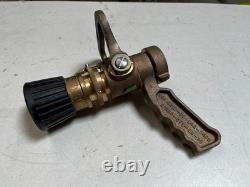 Buse de tuyau d'incendie marine en laiton massif Elkhart, 95 GPM, grade militaire NSN