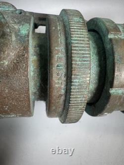 Buse de tuyau d’incendie militaire américaine vintage en laiton 1,5 NPSH NSN 4210-00-465-1906 RARE