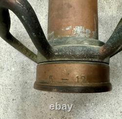 Buse de tuyau d'incendie vintage antique en laiton massif HB Sherman MFG Co à alésage lisse