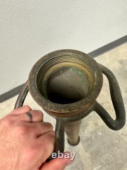 Buse de tuyau d'incendie vintage antique en laiton massif HB Sherman MFG Co à alésage lisse