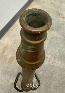 Buse de tuyau d'incendie vintage antique en laiton massif HB Sherman MFG Co à alésage lisse