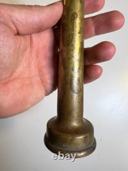 Buse de tuyau d'incendie vintage en laiton massif, embout fileté conique 12, antique incendie