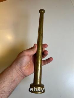 Buse de tuyau d'incendie vintage en laiton massif, embout fileté conique 12, antique incendie