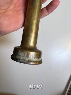 Buse de tuyau d'incendie vintage en laiton massif, embout fileté conique 12, antique incendie