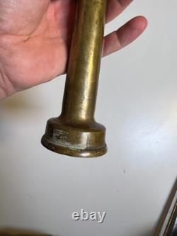 Buse de tuyau d'incendie vintage en laiton massif, embout fileté conique 12, antique incendie