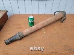 Buse de tuyau incendie en laiton et cuivre vintage 30 Boston Woven Hose & Rubber Co