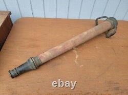 Buse de tuyau incendie en laiton et cuivre vintage 30 Boston Woven Hose & Rubber Co