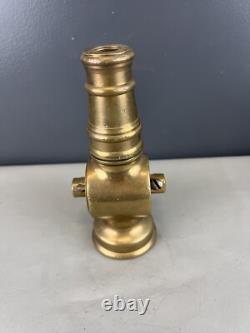 Buse en laiton vintage pour extincteur avec arrêt, embout de 3/4 po x base à filetage fin de 2 po.
