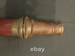 Buse en laiton vintage pour tuyau d'incendie 30, décor de pompier à deux poignées