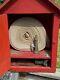 C. 1964 Fire Hose Wood Cabinet, U.s. Forestry Service, Outdoor, 8 Buse En Laiton