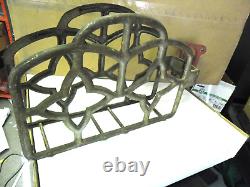 Dévidoir vintage en fonte pour tuyau d'incendie fin des années 1800 début des années 1900 avec support 22 X 14.5