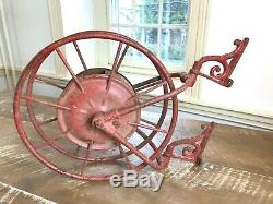 Early Antique Wirth & Co. Knox Fire Hose Reel Red
