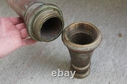 Embout de tuyau d'incendie en laiton ancien et tuyau HB SHERMAN MFG CO 12-17 S Diamant Hallmark