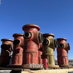 Ensemble de 8 HYDRANTS INCENDIE MUELLER RÉCUPÉRÉS, années 1980-1990, 22,25 pouces de hauteur, 117 lbs chacun