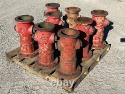 Ensemble de 8 HYDRANTS INCENDIE MUELLER RÉCUPÉRÉS, années 1980-1990, 22,25 pouces de hauteur, 117 lbs chacun