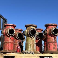 Ensemble de 8 HYDRANTS INCENDIE MUELLER RÉCUPÉRÉS, années 1980-1990, 22,25 pouces de hauteur, 117 lbs chacun