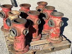 Ensemble de 8 HYDRANTS INCENDIE MUELLER RÉCUPÉRÉS, années 1980-1990, 22,25 pouces de hauteur, 117 lbs chacun