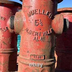 Ensemble de 8 HYDRANTS INCENDIE MUELLER RÉCUPÉRÉS, années 1980-1990, 22,25 pouces de hauteur, 117 lbs chacun