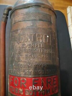 Extincteur d'incendie vintage en laiton/cuivre massif Kontrol 2.5 Gal