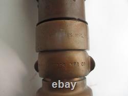 Goujon de tuyau d'incendie Elkhart Brass 3 x 14 brouillard jet droit VINTAGE grand