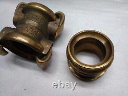 J. M. Loeffler Philadelphie PA Double Terminaison Raccord de Tuyau d'Incendie Rapide en Bronze
