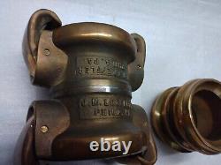 J. M. Loeffler Philadelphie PA Double Terminaison Raccord de Tuyau d'Incendie Rapide en Bronze