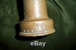 Laiton Antique Fire Hose Nozzle 12 Signé P. N. Y. 2 Lbs