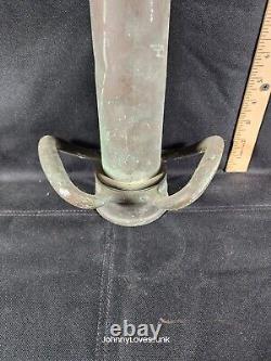 Laiton/Cuivre antique 31 pouces Buse de tuyau d'incendie à deux poignées Non marqué