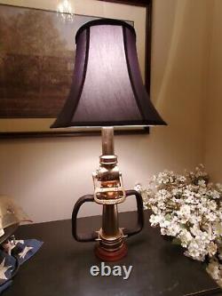 Lampe de buse d'incendie en laiton antique rare en bois Woodhouse 29 pouces HTF Super Nice