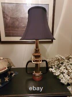 Lampe de buse d'incendie en laiton antique rare en bois Woodhouse 29 pouces HTF Super Nice