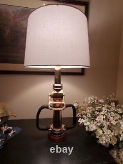 Lampe de buse d'incendie en laiton antique rare en bois Woodhouse 29 pouces HTF Super Nice