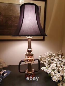 Lampe de buse d'incendie en laiton antique rare en bois Woodhouse 29 pouces HTF Super Nice