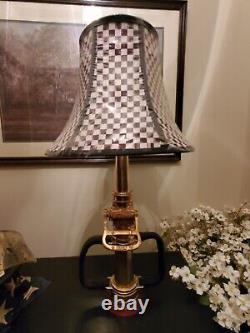 Lampe de buse d'incendie en laiton antique rare en bois Woodhouse 29 pouces HTF Super Nice